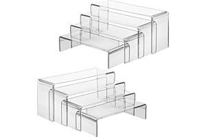 Jialaraq 2 Set Large Acrylic Display Risers,8 Pcs Clear Perfume Stand Organizer,Desktop Display Shelves Collect Pop Figures Toys Cupcake Dessert for Decor,Food Display Shelves for Party