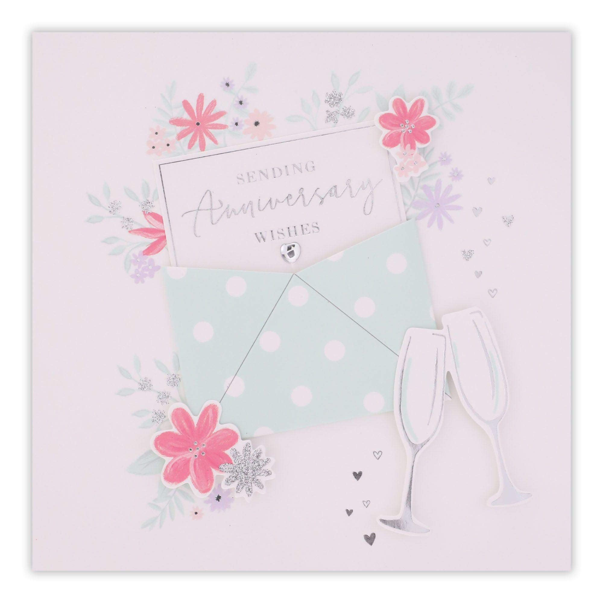 Clintons: Envelope and Flowers Anniversary Card, Anniversary Wishes Card, Couple Anniversary Card 159x159mm 1164162 multi