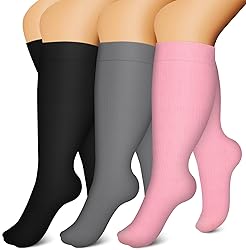 BLUEENJOY 3 Pack Plus Size Compression Socks for