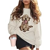 GORGLITTER Women's Dog Print Sweater Crew Neck Long Sleeve Knit Pullover Jumper Fall Winter Outfits