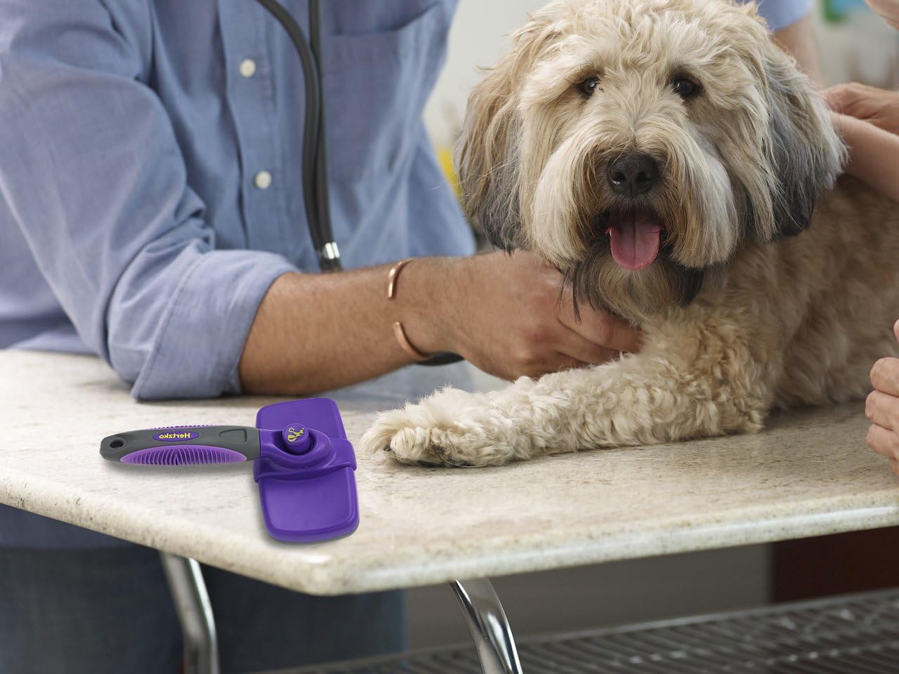 Hertzko Self Cleaning Slicker Brush – Gently Removes Loose Undercoat, Mats and Tangled Hair – Your Dog or Cat Will Love Being Brushed with The Grooming Brush