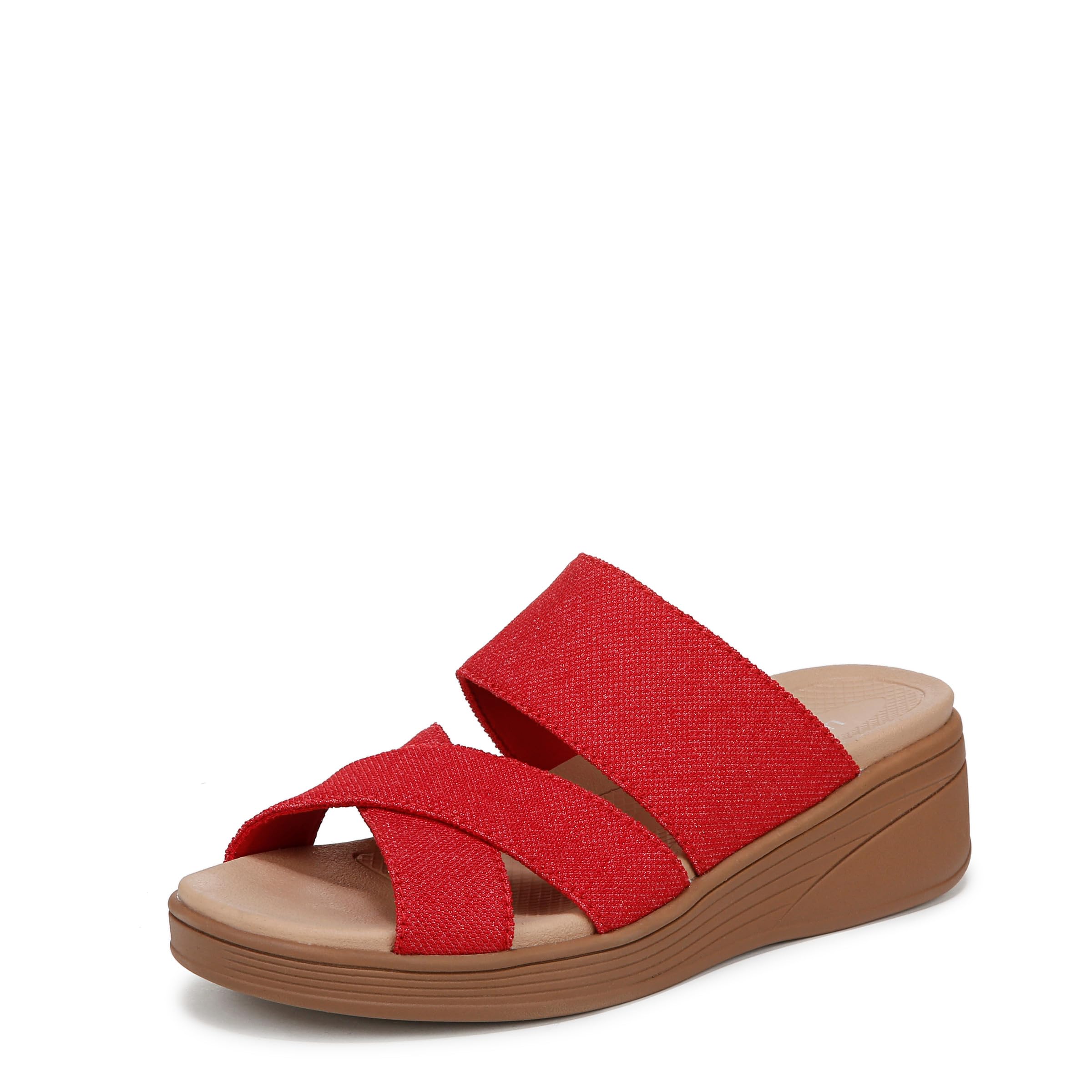 Bzees For Lifestride Women’s Fiona Wedge Sandal, Fire Red Linen, 8