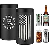 American Flag 4 in 1 Insulated Can Cooler, Fits Most Bottles & Cans Universal Can Cooler - American Flag Gift | Flag 4 in 1 Can Cooler