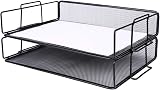 EXERZ Letter Trays 2pc Stackable Desk Organizer Mesh Metal Black view 5