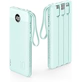 VRURC Portable Charger with Cables for iPhone, 22.5W Fast Charging USB C Power Bank 10000mAh, Compact Cell Phone Battery Pack with Cords for iPhone 17 16 15 14 13,Samsung Galaxy-Green(1 Pack)