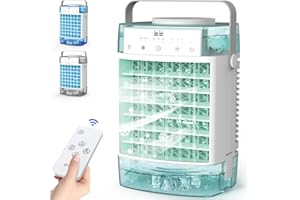 GGNRQQ Portable Air Conditioners, Air Cooler Evaporative Personal Mini AC with Remoter, 3 Wind Speed, 2-4-8H Timer, 3 Modes, Colorful Night Light, Portable AC for Room, Car, Bedroom