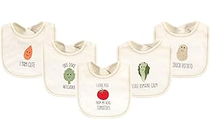 Touched by Nature Unisex Baby Organic Cotton Bibs, Tomatoes, One Size