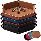 SHYVIA Dice Tray for RPG DND Table Games Metal Dice Rolling Tray Holder Dice Storage Box Larger Size Double Sided Folding PU 