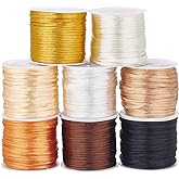 PH PandaHall 80 Yards Nylon Rattail Satin Cord 2mm Rat Tail Cord Nylon String 8 Color Chinese Knotting Cord Kumihimo Macrame Thread for Hair Friendship Bracelets Crafting Christmas Tree Ornament