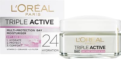 L'Oreal Paris Triple Active Day Moisturiser 50ml Sensitive Dry Skin Hydrating