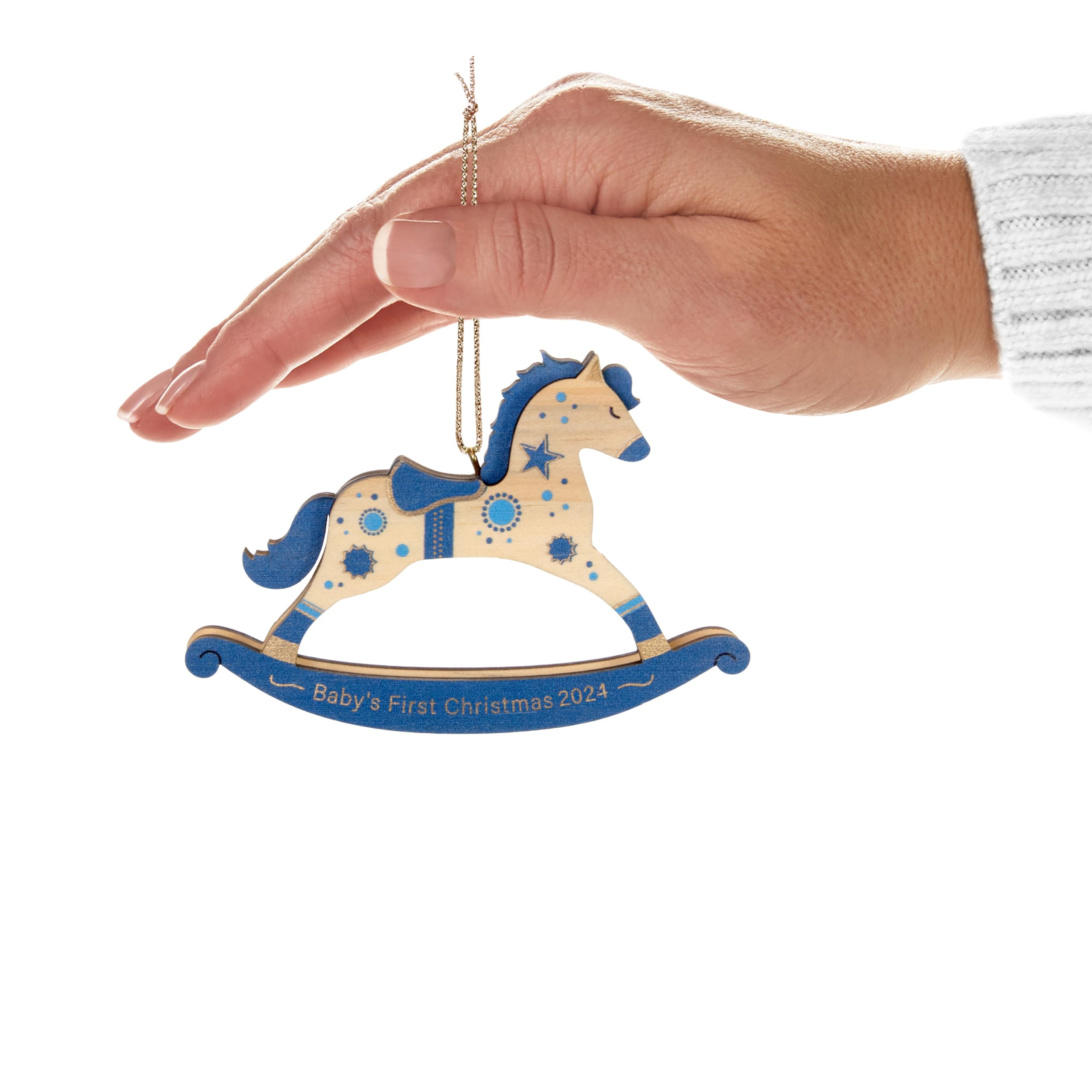 Hallmark Keepsake Christmas Ornament 2024, Baby Boy's First Christmas Rocking Horse 2024, Wood, Baby Shower Gifts