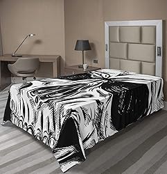 Ambesonne Halloween Flat Sheet, Gothic Dead Skull