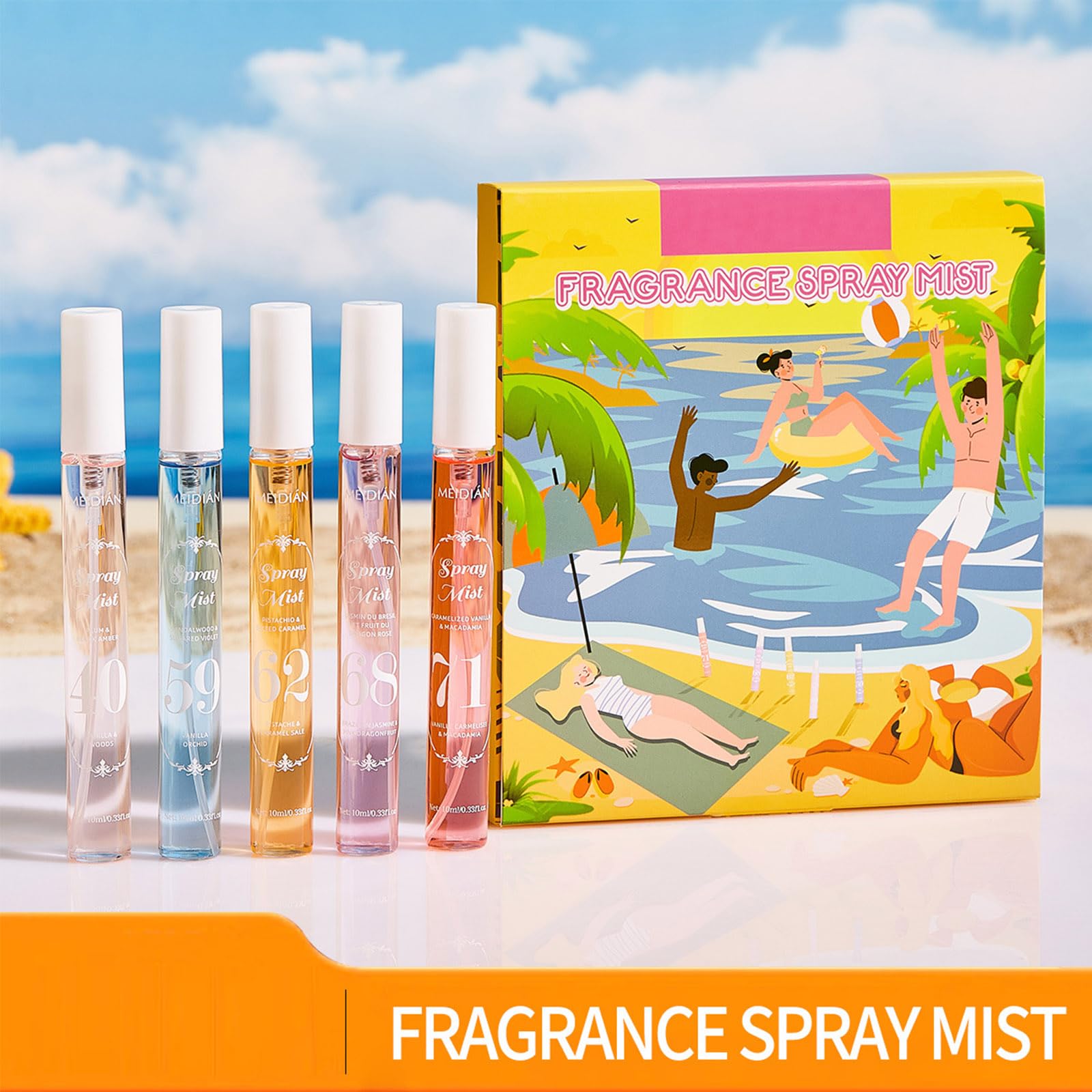 MeiPlumLai Perfume Fragrance Mist,Hair & Body Perfume Spray Set,Long-Lasting Fresh Fruity Spray for Women,Travel Size Mini Fragrance Mist Gift Set,5 Scents(40.59.62.68.71)