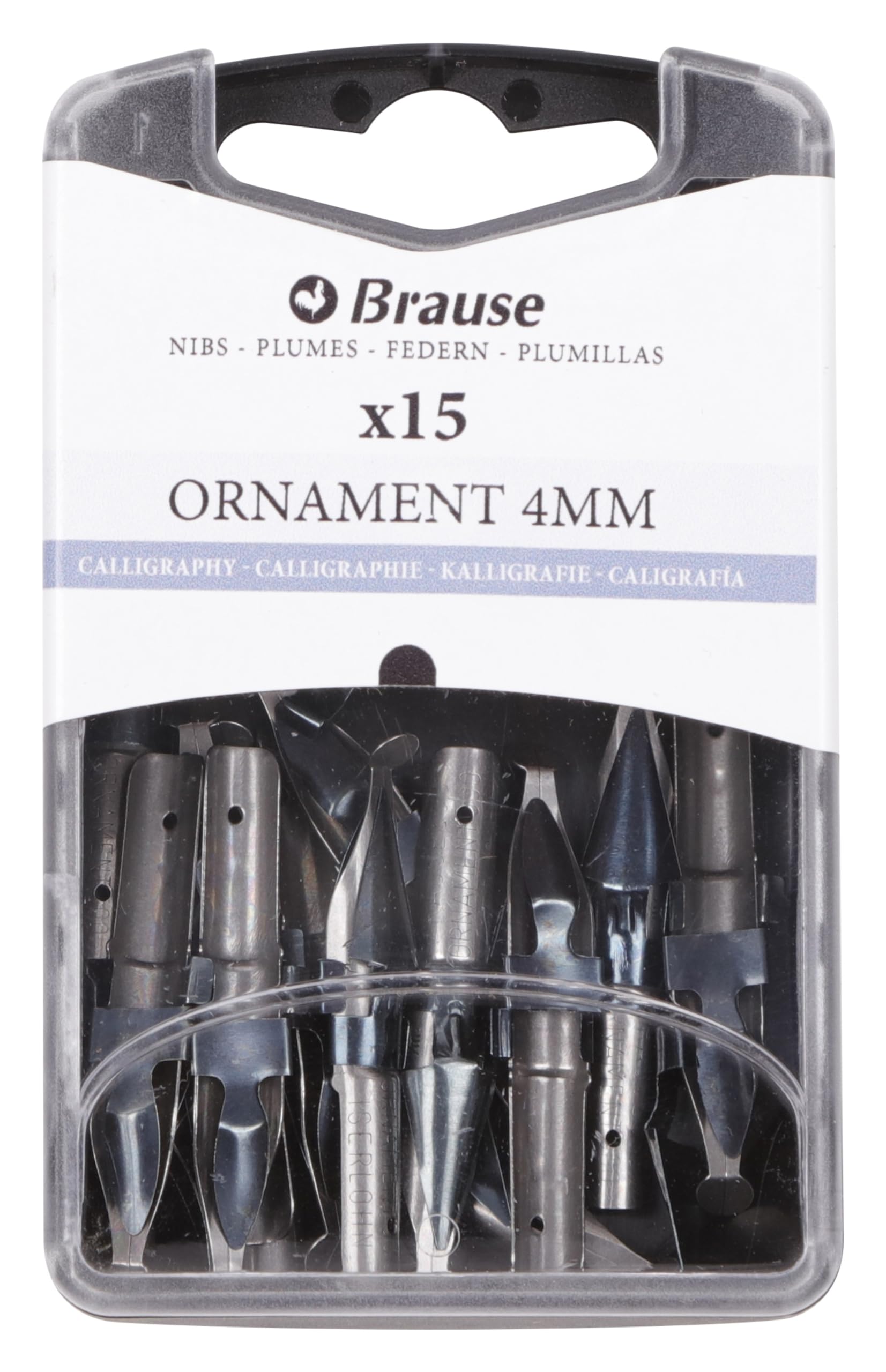 Brause 152040B - Lettering nibs for nib holders - Box of 15 Ornament 4mm nibs - German Manufacturing - Lettering - Calligraphy - Writing - Arts and Crafts