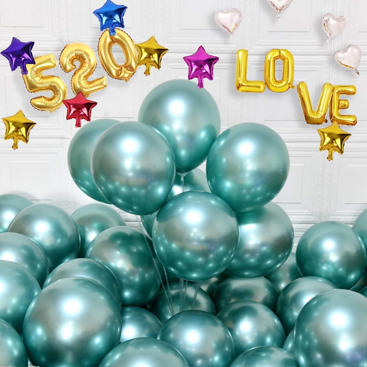 Party Balloons 12inch 50 Pcs 3.2g/pcs Latex Metallic Balloons Chrome Balloons Birthday Balloons Shiny Balloons Party Decoration Wedding Birthday Baby Shower Christmas Party - Metallic Green: Home & Kitchen