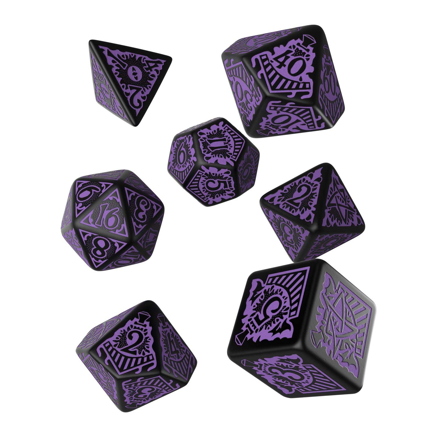 Qworkshop Call Of Cthulhu Horror on the Orient Express RPG Ornamented Dice Set 7 Polyhedral Pieces, SCTO51