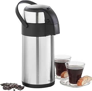 VonShef Edelstahl Pump-Isolierkanne-Thermoskanne Airpot für Tee, Kaffee und Suppe (3L) Druckknopf Thermosflasche, Isolierflasche und Thermo Flasche