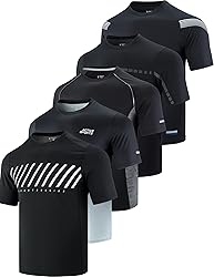 5 Pack Men’s Active Quick Dry Crew Neck T Shirts