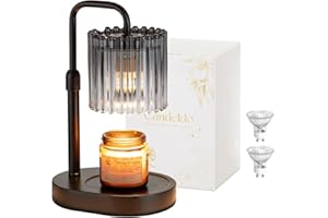 Candeldo Candle Warmer Lamp with Timer: Black Candle Warming Lamp Height Adjustable Wax Melt Warmer Dimmable Modern Farmhouse New Home Bedroom Decor Christmas Housewarming Gift for Women
