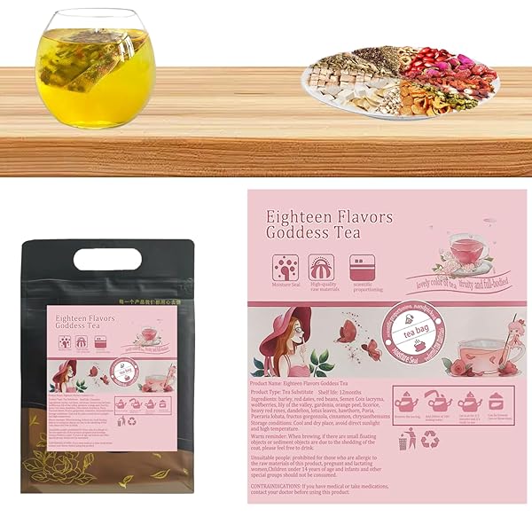 EIGHTEEN FLAVORS GODDESS TEA, TRADITIONAL HERBAL INGREDIENTS, NATURAL AND ORGANIC TEA DRINK, RELIEVES MENSTRUAL PAIN, ANTIOXIDANT AND ANTI-AGING, CONTAINS A VARIETY OF MAINTENANCE FORMULAS THAT ARE BENEFICIAL TO WOMEN’S HEALTH. (1 PACK/50 BAGS, LADIES TEA)