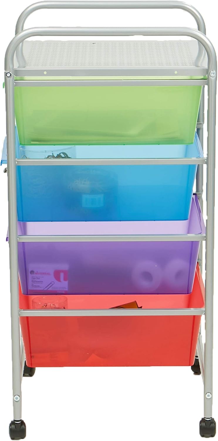 Mind Reader Rolling Storage Cart and Organizer with 4 Plastic Drawers: Home & Kitchen