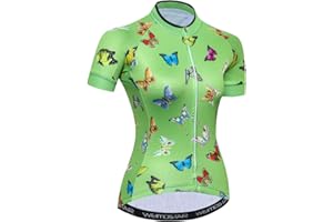 JPOJPO Women Cycling Jersey Short Sleeve Breathable with Pockets Flower