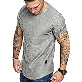 Fashion Mens T Shirt Muscle Gym Workout Athletic Shirt Cotton Tee Shirt Top