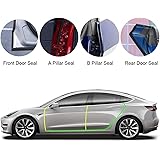 BASENOR Tesla Model 3 Model Y Model S Door Seal Kit Soundproof Rubber Weather Draft Seal Strip Wind Noise Reduction Kit 2016-