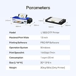 PUNEHOD A3 L1800 DTF Printer,Apparel Printer with