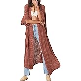 Bsubseach Embroidery Bathing Suit Cover Ups for Women Half Sleeve Beach Kimono Swimsuit Coverup