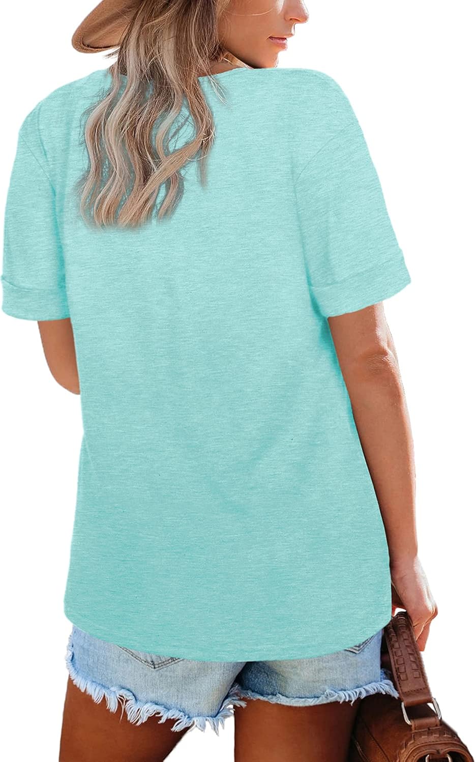 WIHOLL Womens T Shirts Short Sleeve V Neck Plain Summer Tops: Clothing