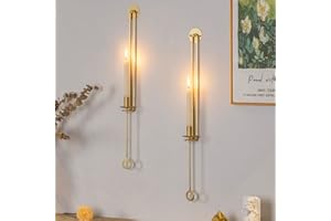 Aimto Wall Sconce Candle Holder Metal Hanging Wall Decorations Wall Candle Holder for Home,Living Room, Bathroom, Dining Room Set of 2（Gold