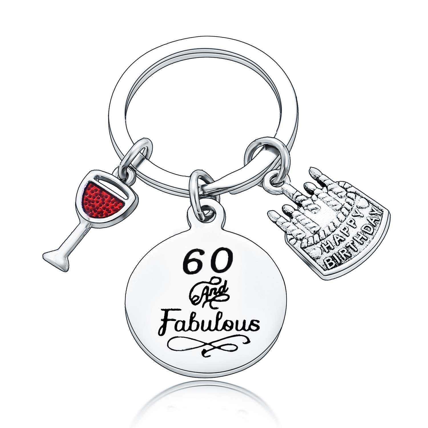 Happy Birthday Gifts Women Keychains Teen Girls Keyrings Jewellery Presents For Mum Grandmother (60th birthday) — image 1