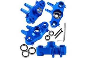RCMYou RC Steering Block Knuckle Arm Upgrades Part for 1/10 T-Maxx/E-Maxx,Aluminum Steering Block Knuckle Arm w/Rubber Shielded Bearing Hops up,#5334,Navy Blue