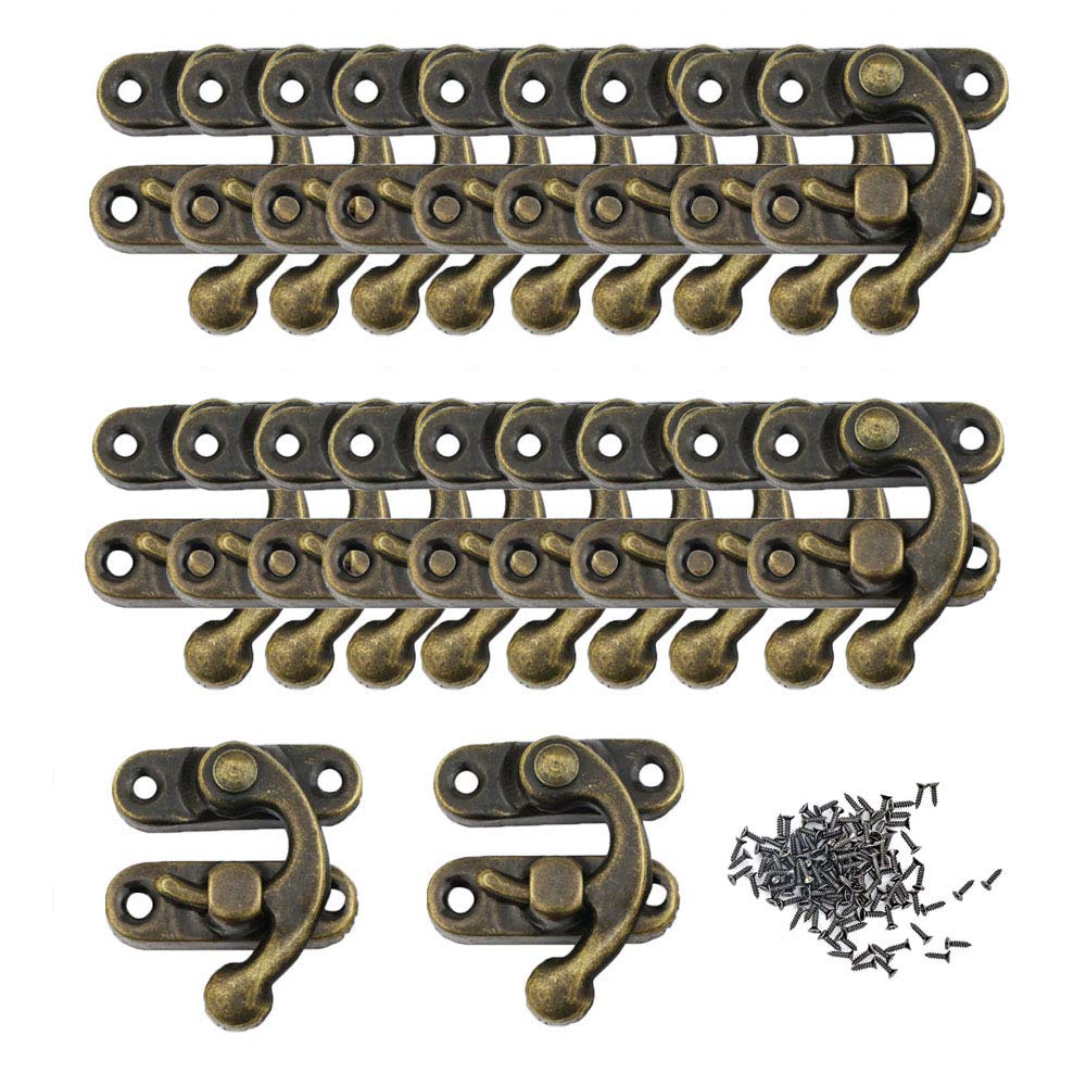 Latch Hasps, 20 Pieces Antique Vintage Lock, Retro Latch, Antique Latch Hasps, Latch Hook Hasp, Bronze Vintage Hasp, Antique Latch Hook Hasp, for Wooden Jewelry Box Cabinet Decorative, Bronze