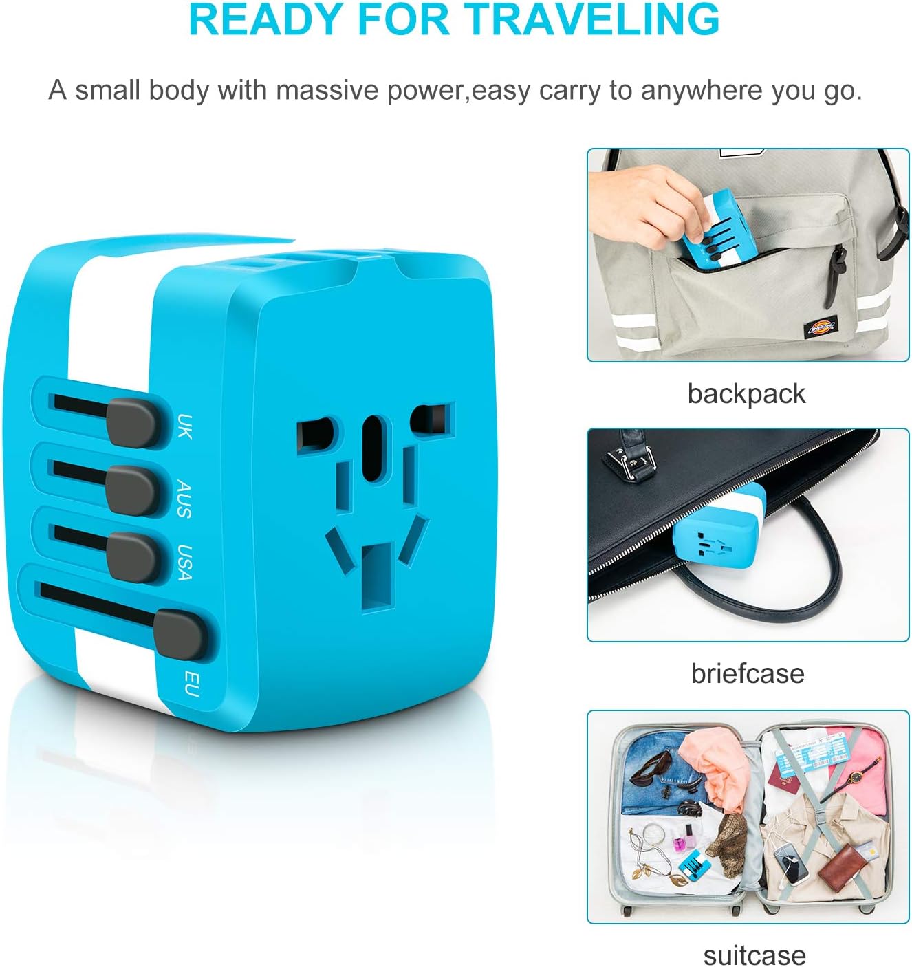 Travel Adapter Universal 2300W 110-250V 10A Power Adapter w/ 4 USB Ports 1 AC Outlet Travel Charger Plug Adapter for Phone Camera Hair Dryer and More Electronics in EU UK US AU Over 150 Countries: Home Audio & Theater