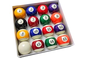 MoyanSuper 2-1/4" Pool Balls Billiard Set - 16 Resin Balls, Regulation Size & Weight, Complete Pool Table Balls Set for Replacement, Pool Table Accessories & Billiards Pool Accessories