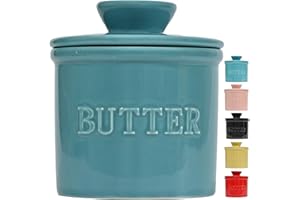 PRIORITY CHEF PriorityChef French Butter Crock with Lid, Keep Butter Spreadable & Fresh, Butter Keeper to Leave On Counter, French Butter Dish Perfect for Bread and Toast, Ideal Kitchen Gift, Turquoise