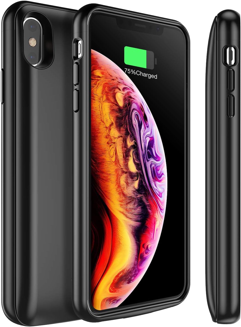 Snowpink Battery Case Compatible iPhone Xs MAX, 5000mAh Portable Protective Charging Case Compatible iPhone Xs MAX(6.5 inch) Extended Battery Charger Case-(Black)