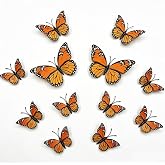 DYDBO 12 Pcs Monarch Butterfly Decor Dia De Los Muertos Ofrenda Decorations | 3D Artificial Monarch Butterflies, 3 Sizes Day of The Dead Decorations, Halloween Ofrenda Decorations for Altar