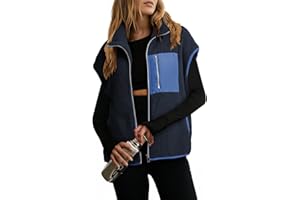Dokotoo Womens Fleece Jacket Vest Sleeveless Fuzzy Sherpa Jackets Zip Up Oversized Casual Coats Fall Winter Womens Tops 2025