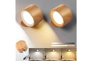 LED Magnetic Wall Lights Battery Operated Wall Cordless Sconces, 3 Color Temperatures & Dimmable, 360° Rotation Rechargeable 