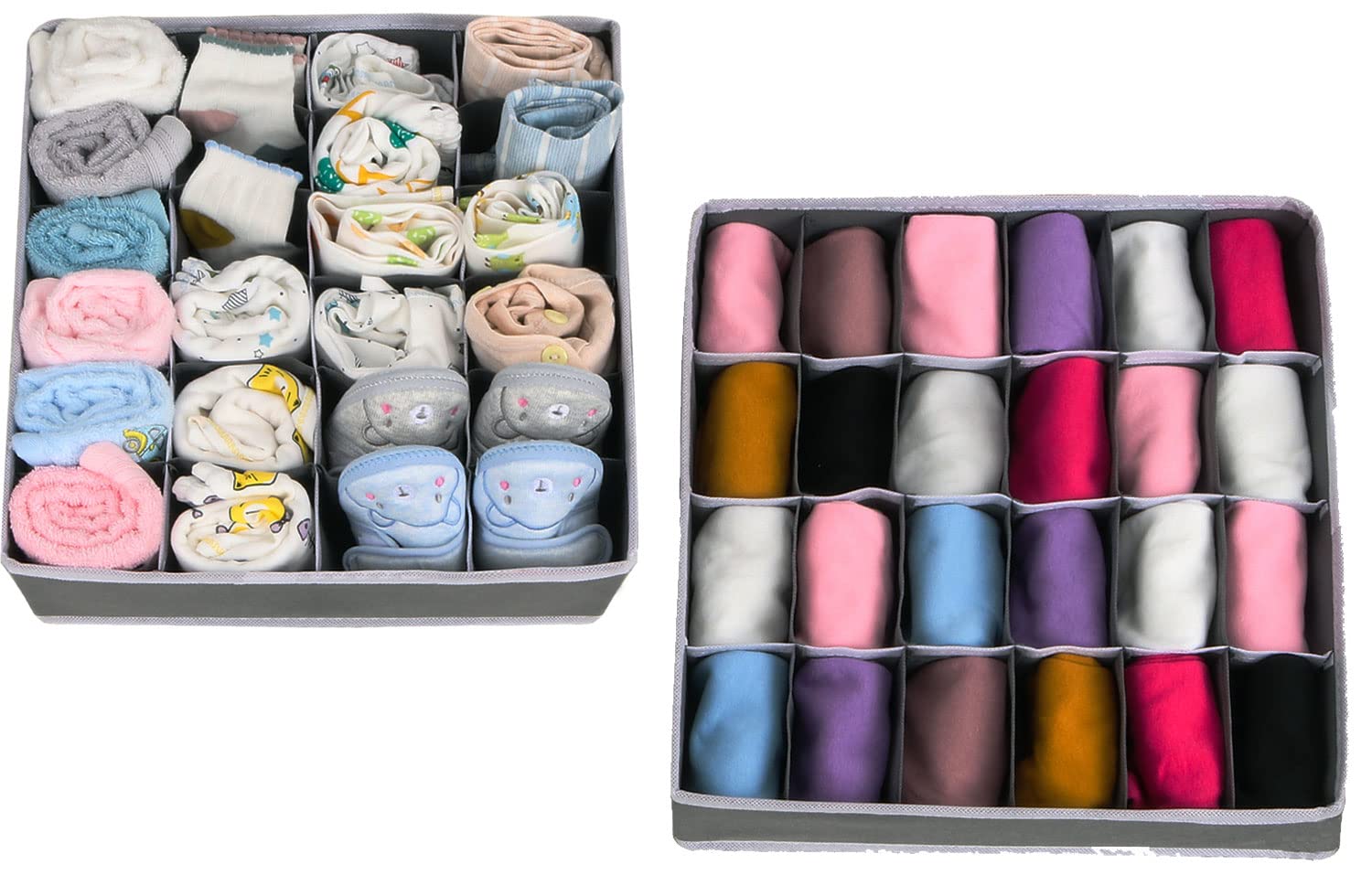 Anayra Drawer Organiser Divider - Foldable Storage Bins for Socks, Tie, Shirts - Collapsible Drawer Organisers for Home/Office, wardrobe Closet Organizers (Pack of 2)