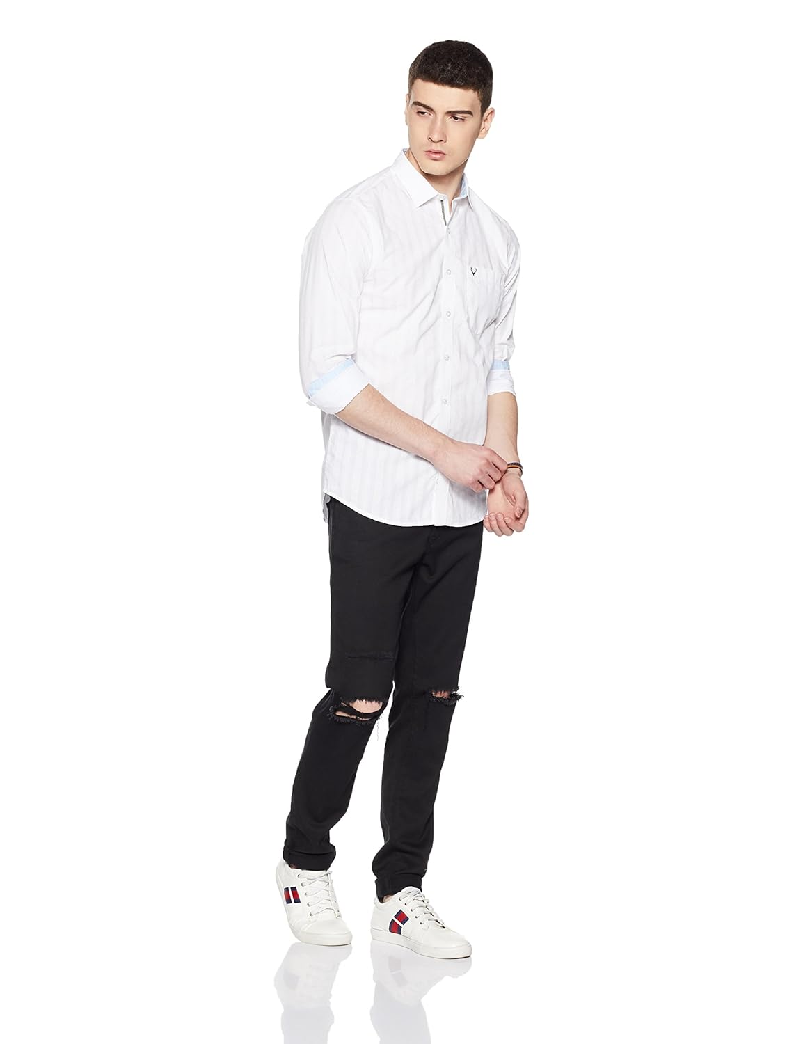 allen solly men's printed regular fit cotton casual shirt