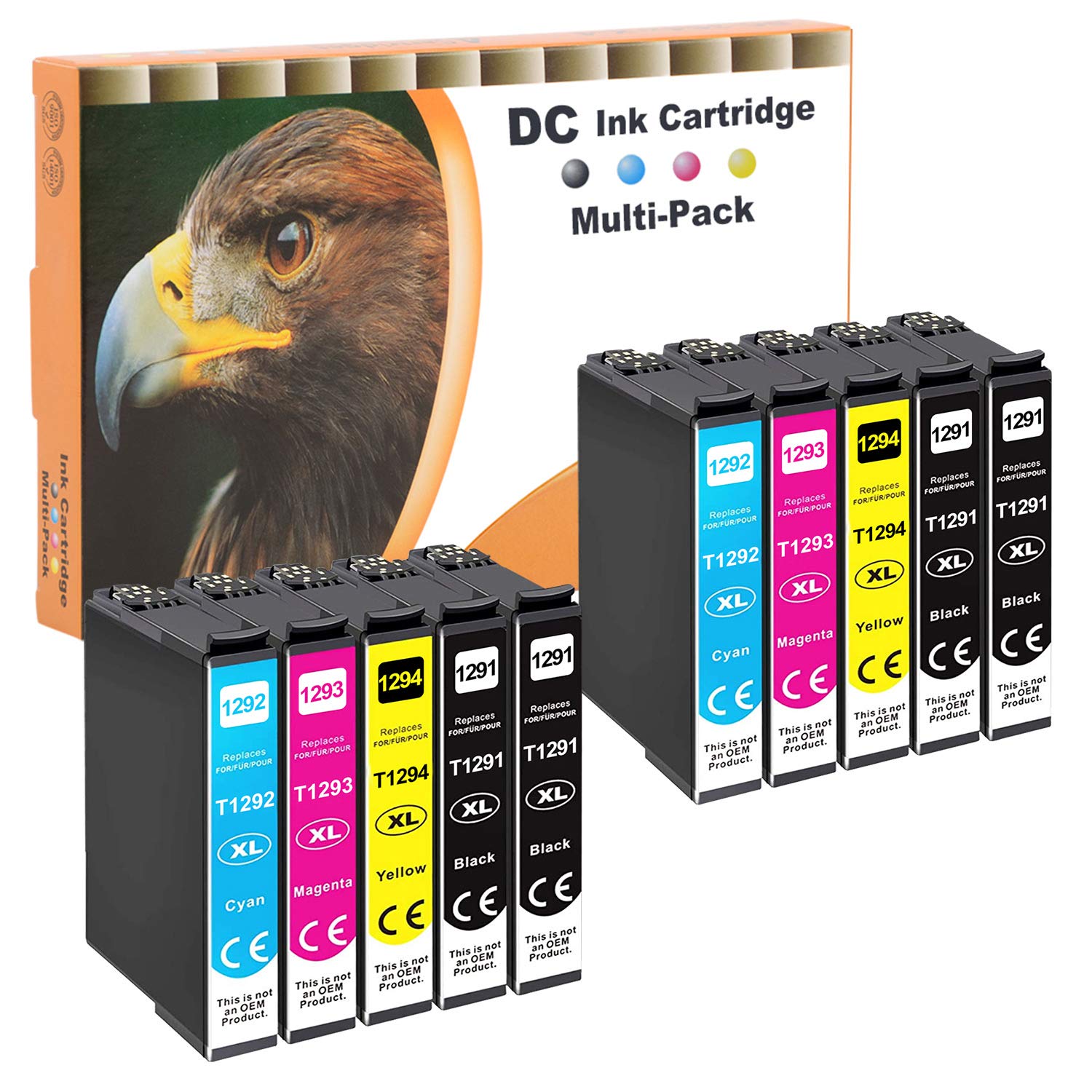 D&C Compatible Ink Cartridge Replacement for Epson 129XL T1292 T1293 T1294 for Epson Workforce WF-3520 WF-3540 WF-7525 WF-7515 Stylus SX235W SX425W SX435W SX445W SX535WD BX630FW (10-Pack)