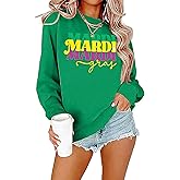 BINLANHANAT Mardi Gras Sweatshirt Women Fat Tuesday Shirts Mardi Gras Carnival Shirt Celebration Pullover Top