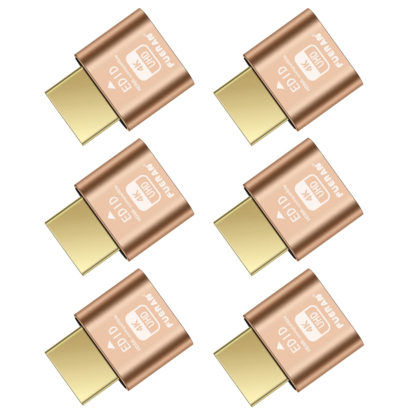 FUERAN Dummy Plug Headless Ghost Display Emulator DDC EDID Emulator Fake Display 4K HDMI-compatible@60Hz-6Pack