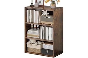 YQ JENMW Book Shelf, 3 Shelf Bookshelf, 24 inch Bookcase with Open Shelves, 3-Tier Shelf for Living Room, Bedroom, Home Offic