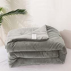 Cottonight Gray Velvet Comforter Set Queen Plush