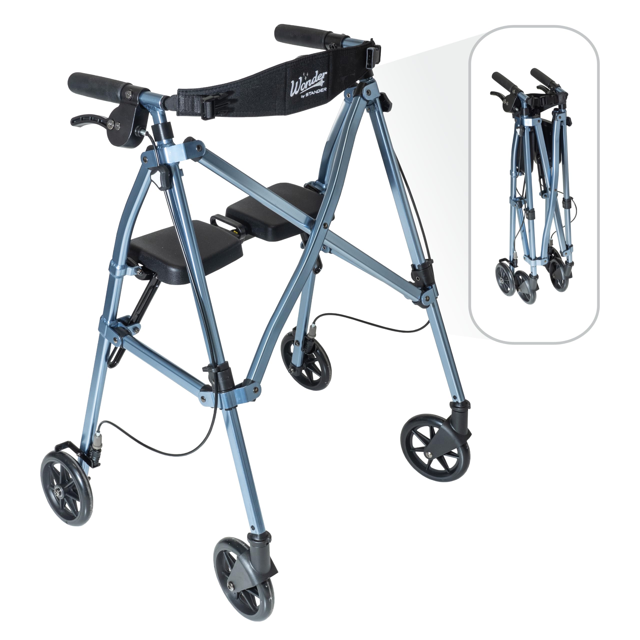 Photo 1 of (used)(see images) Stander Space Saver Rollator, Lightweight Folding Rolling Walker with Seat for Seniors & Adults, 4-Wheel Mobility Aid with 6-inch Wheels